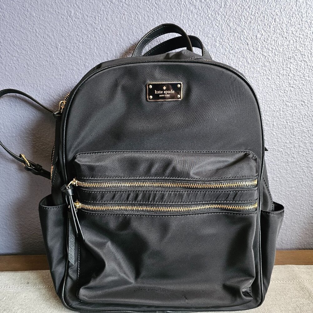 Kate Spade Full-Size Black Nylon Backpack | Gold Hardware | Excellent Condition